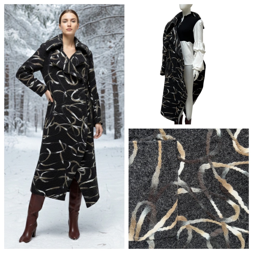COTTONADE Paris Maxi Coat Women Wool Geometric Large